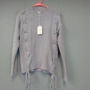 HEM &‎ Thread gray Lace Tie Chanelle Sweater